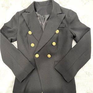 Black blazer with gold buttons